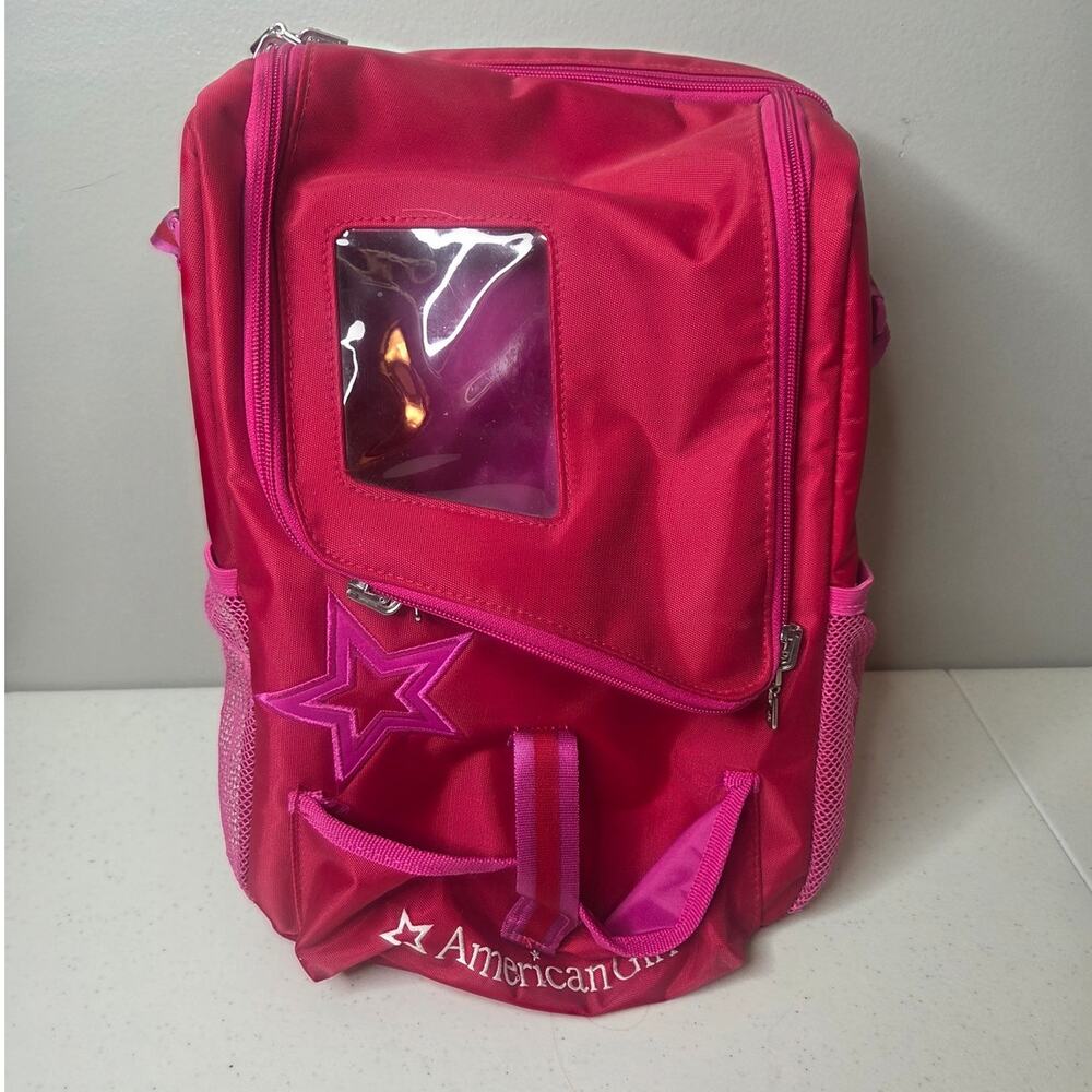 American Girl Doll Red Pink Shoulder Bag Doll Carrier with Pet Pocket Retired